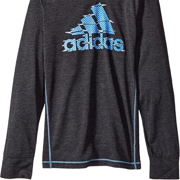 Adidas Boys Coast Hooded Hoodie Pullover Grey Light Blue Size 4 Brand New - Picture 2 of 2
